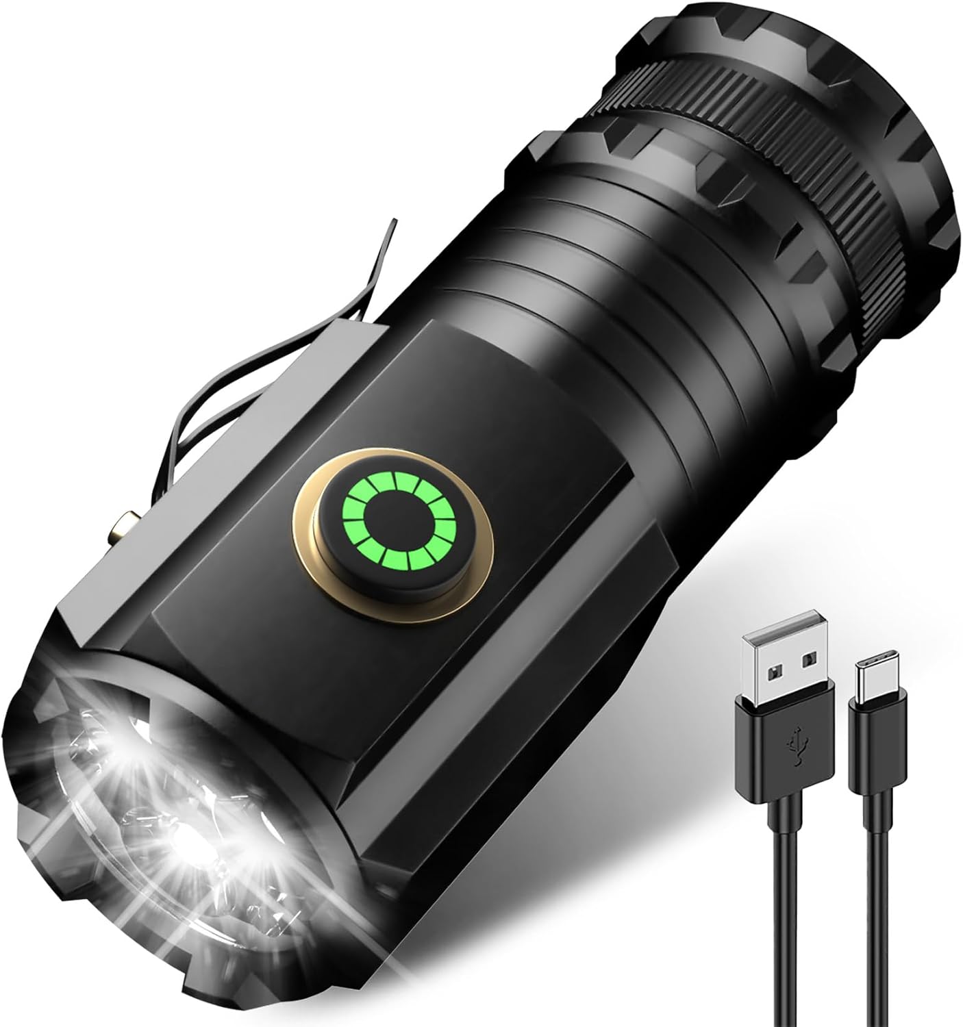 Rechargeable Led Mini Torch,3000 High Lumens Pocket-Sized Flashlight with Super Bright LED Chips,5 Light Modes,IPX6 Waterproof,EDC Flashlight Rechargeable Led Mini Torch,3000 High Lumens Pocket-Sized Flashlight with Super Bright LED Chips,5 Light Modes,IPX6 Waterproof,EDC Flashlight